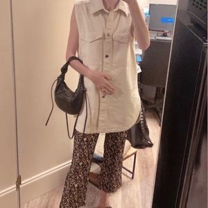 H&M Sleeveless Tan Denim Shirt